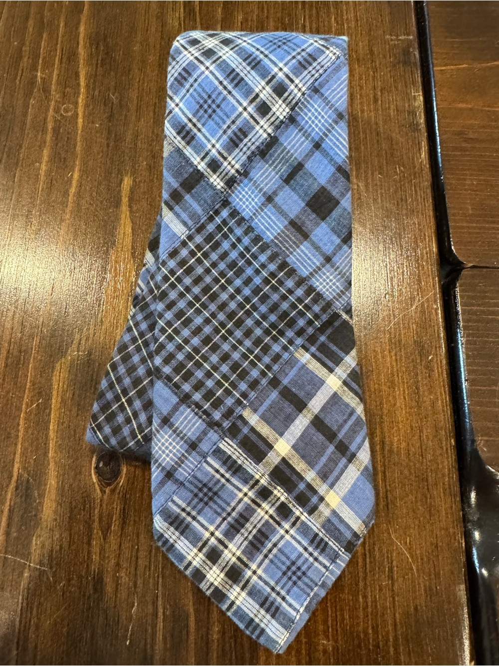 GAP Men’s Madras Plaid Tie Blue Summer Preppy Cotton